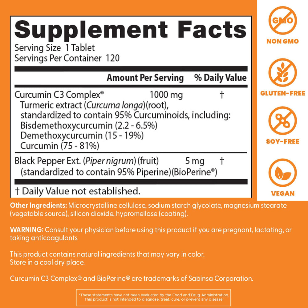 Doctor's Best Bioperine absorption enhancer boosts curcumin uptake