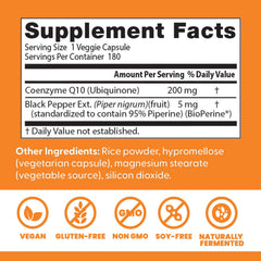 Doctor's Best CoQ10 200 mg with BioPerine close-up showing absorption support