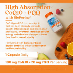 Doctor's Best CoQ10 bottle pour showing easy-to-swallow capsules.