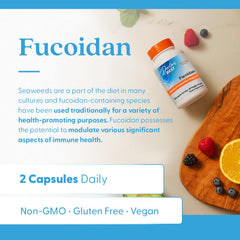 Doctors Best Fucoidan packaging on store shelf for daily immune support.