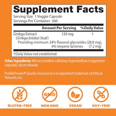 Doctor's Best Ginkgo label highlights ingredients and quality