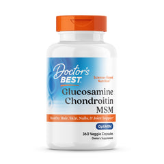 Doctor's Best glucosamine chondroitin msm bottle highlights joint support and mobility.