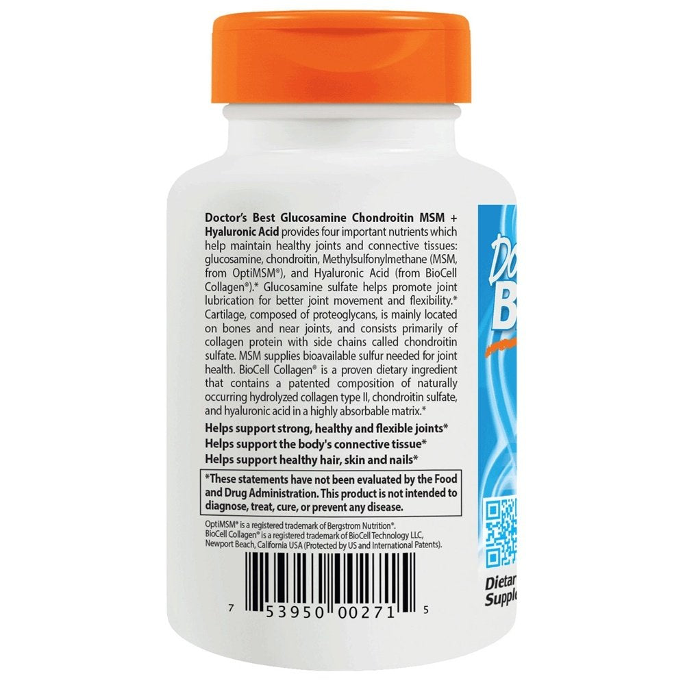Ingredient slide showing 1000 mg MSM, 1500 mg Glucosamine, 1000 mg Chondroitin