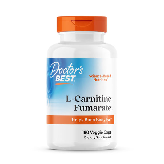 Doctor's Best L-Carnitine Fumarate bottle front shows energy-supporting capsules