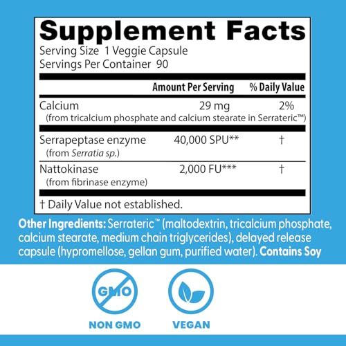 Natto Serra label highlighting vegan, non-GMO formula.