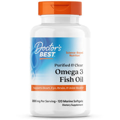 Doctor's Best Omega-3 purified anchovy oil bottle supports daily heart and brain wellness