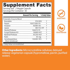 Doctor's Best protease-amylase-rutin mix aiding fats, carbs, and proteins digestion.