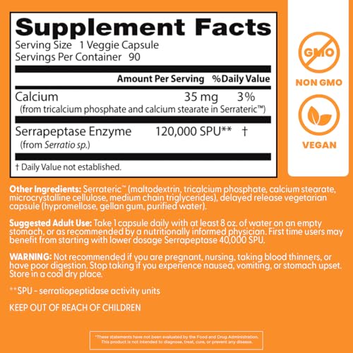 Doctor's Best Serrapeptase veggie capsules packaging emphasizes plant-based formula.