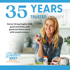 Doctor's Best soy-free label highlights allergy-friendly supplement.