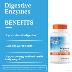 Doctors Best super enzyme blend label highlighting broad digestive coverage.