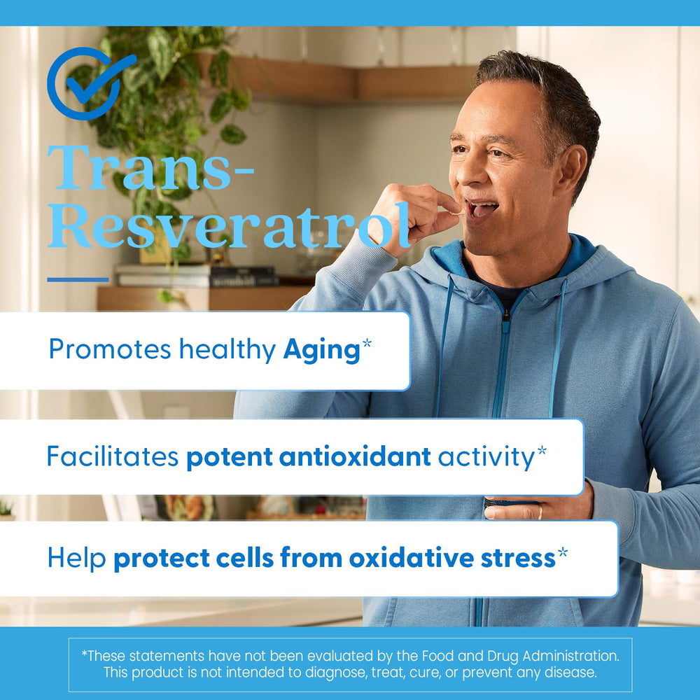 Doctor's Best Trans-Resveratrol root-extract basis illustrated on label back
