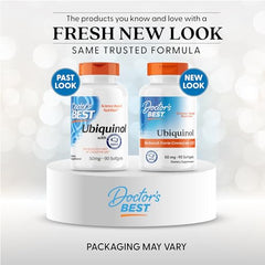 Close-up of Doctor's Best Ubiquinol softgels highlights daily energy support.