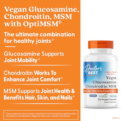 Close-up of GreenGrown glucosamine, Mythocondro chondroitin, and OptiMSM ingredients.