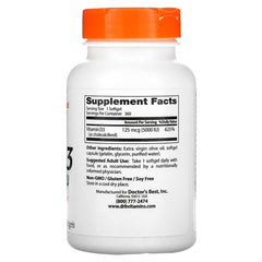 Doctor's Best Vitamin D3 bottle pour shows convenient daily immune support