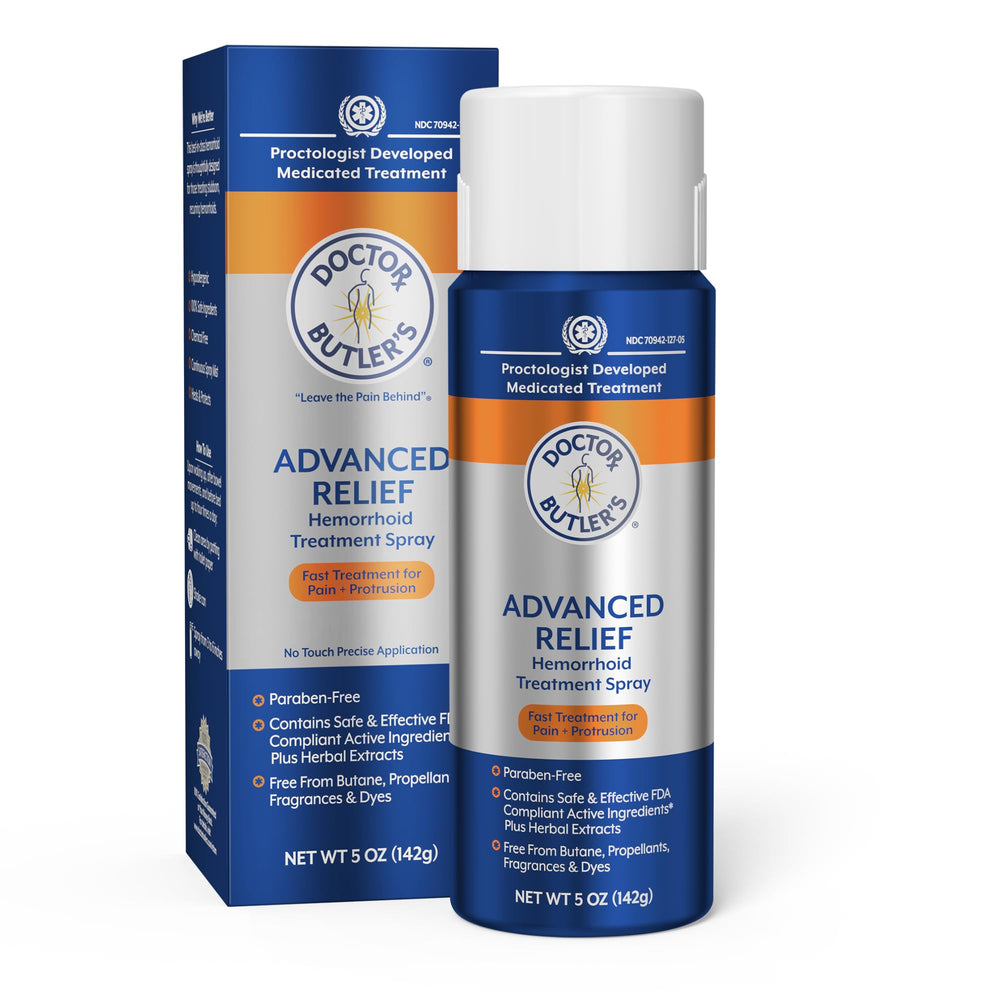 Doctor Butler's Advanced Relief spray packshot for quick irritation relief