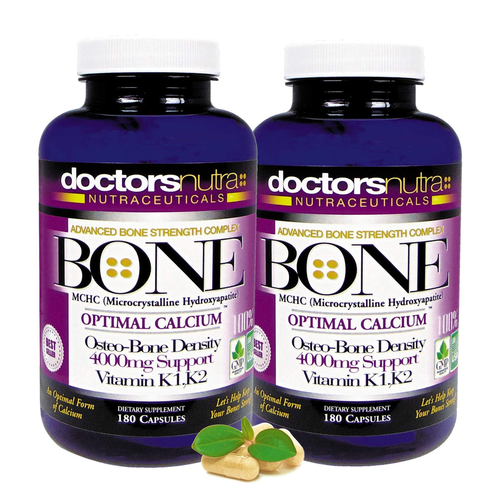 Doctors Nutra calcium MCHC bottle pour showing easy daily dosing for bone support
