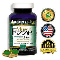 Ezze Plus capsules close-up showing natural relaxant capsules for muscle comfort