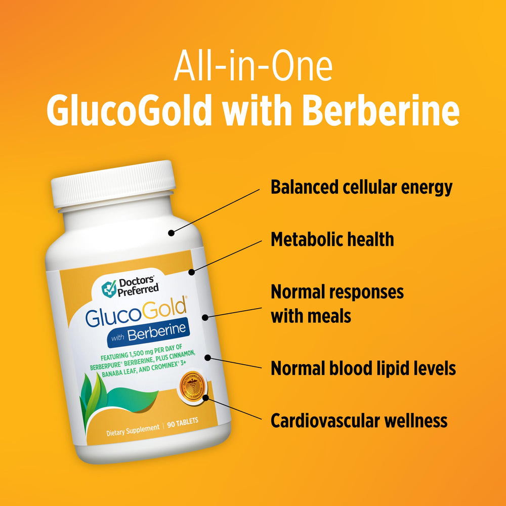 DOCTORS' PREFERRED GlucoGold ingredient-label closeup.