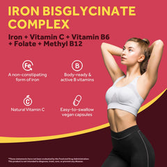 Doctor's Recipes iron supplement label front communicates vegan and non-GMO quality.