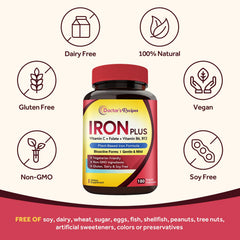 Doctor's Recipes iron supplement vegan capsules ready for daily use.