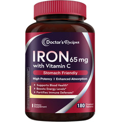 Doctor's Recipes Iron tablets close-up for easy swallowing and gentle iron support