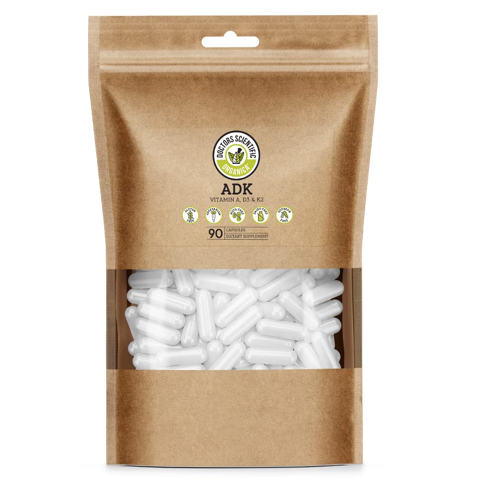 Doctors Scientific DSO ADK bottle front – vegan capsules for potential bone and heart health support.