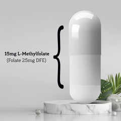 Doctors Scientific DSO L-Methylfolate 15 mg capsules inside illustrate vegan format for clean supplementation.