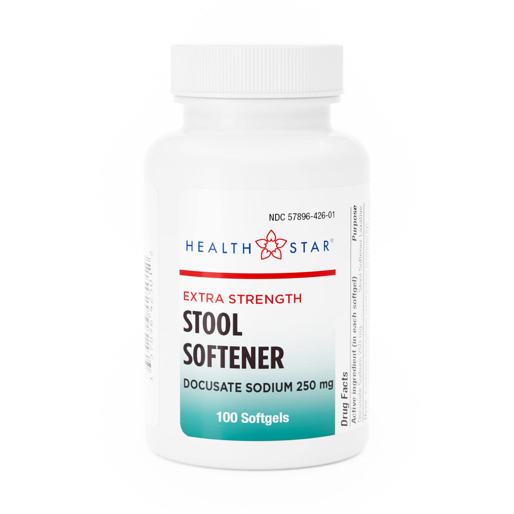Geri Care Docusate sodium softgel bottle for gentle daily digestive support.