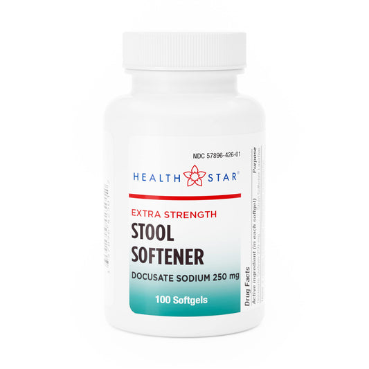 Geri Care Docusate sodium softgel bottle for gentle daily digestive support.