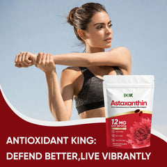 DOK astaxanthin 12mg benefits for eyes, joints, and skin in lifestyle setting