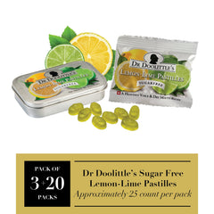 DOOLITTLE Dr Sugar Free Soft Fruit Pastilles travel-bag view for convenient relief and vitamin C
