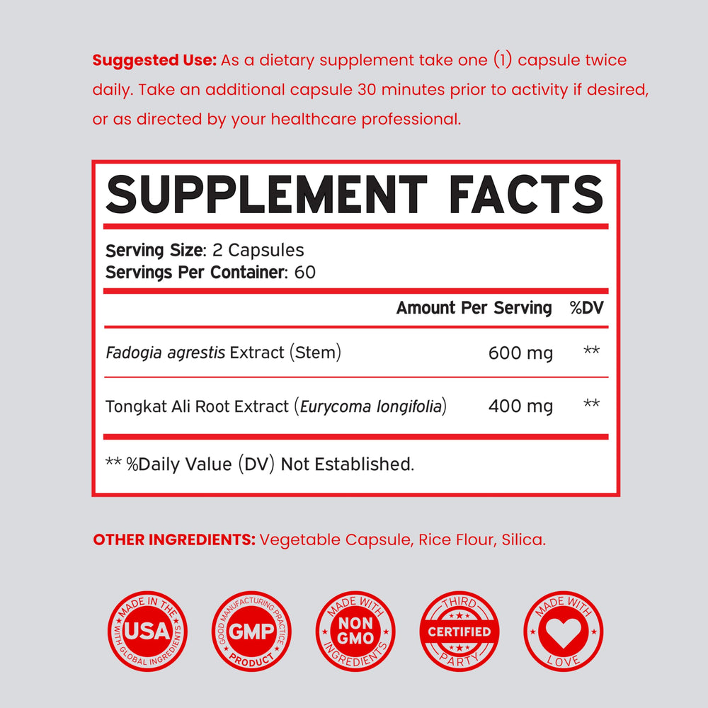 Dorado Nutrition globally sourced ingredients displayed on the bottle