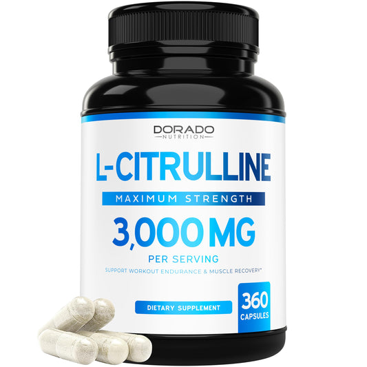 Dorado Nutrition L Citrulline 3000mg bottle front view ideal for daily supplementation
