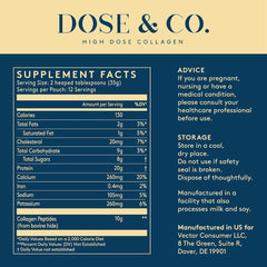 Dose & Co vanilla collagen pour into liquid to boost daily wellness.
