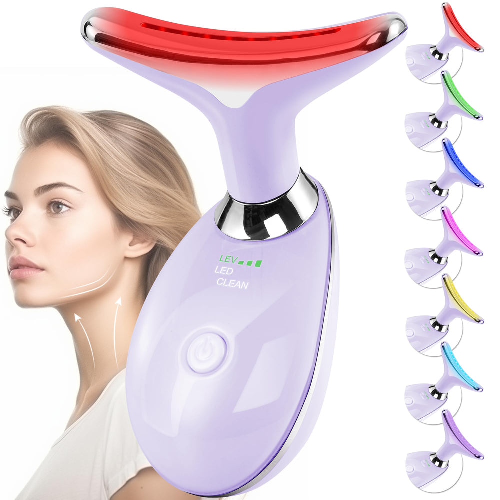 Doset facial massager with red-light therapy on face and neck for radiant skin