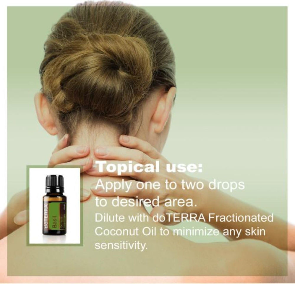 doTERRA Basil neck massage using carrier oil and wintergreen blend