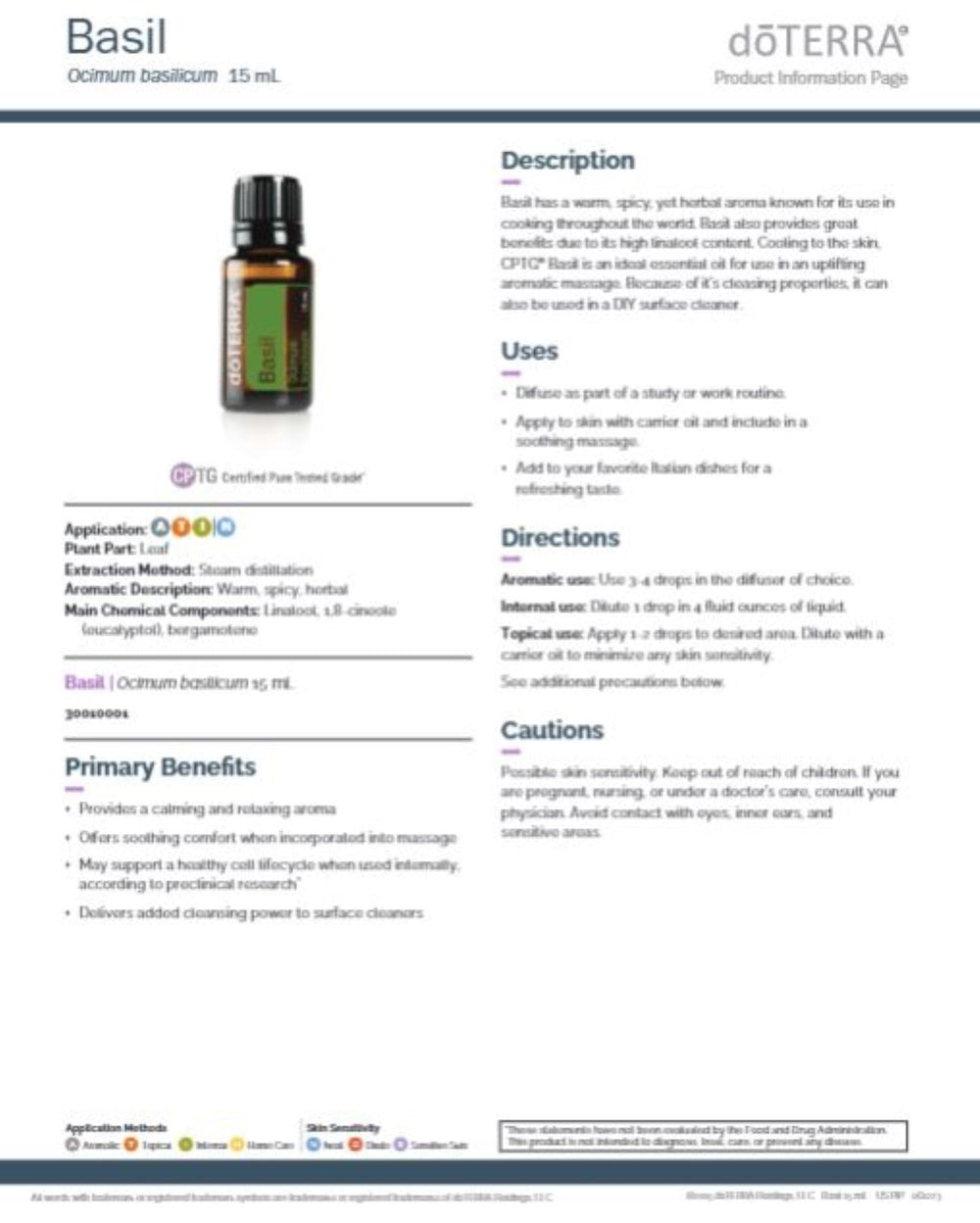 doTERRA Basil packaging and branding on display indicating quality