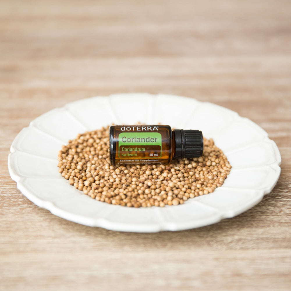 doTERRA Coriander essential oil diffuser use image suggests relaxing, refreshing ambience