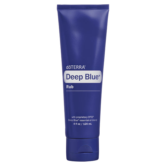 doTERRA Deep Blue Rub jar shows cooling texture for targeted relief.
