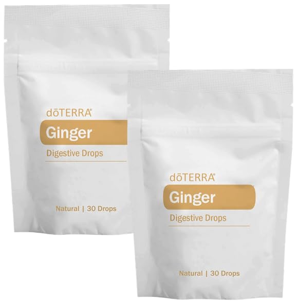 doTERRA Ginger Throat Digestive Drops individually wrapped for convenient on-the-go use.