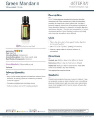 doTERRA Green Mandarin 15ml label image emphasizes quality essential oil for diffusers