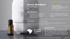 doTERRA Green Mandarin diffuser scene shows refreshing scent for calm spaces