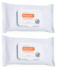 doTERRA On Guard hand wipes packaging 50-wipe duo for family use.
