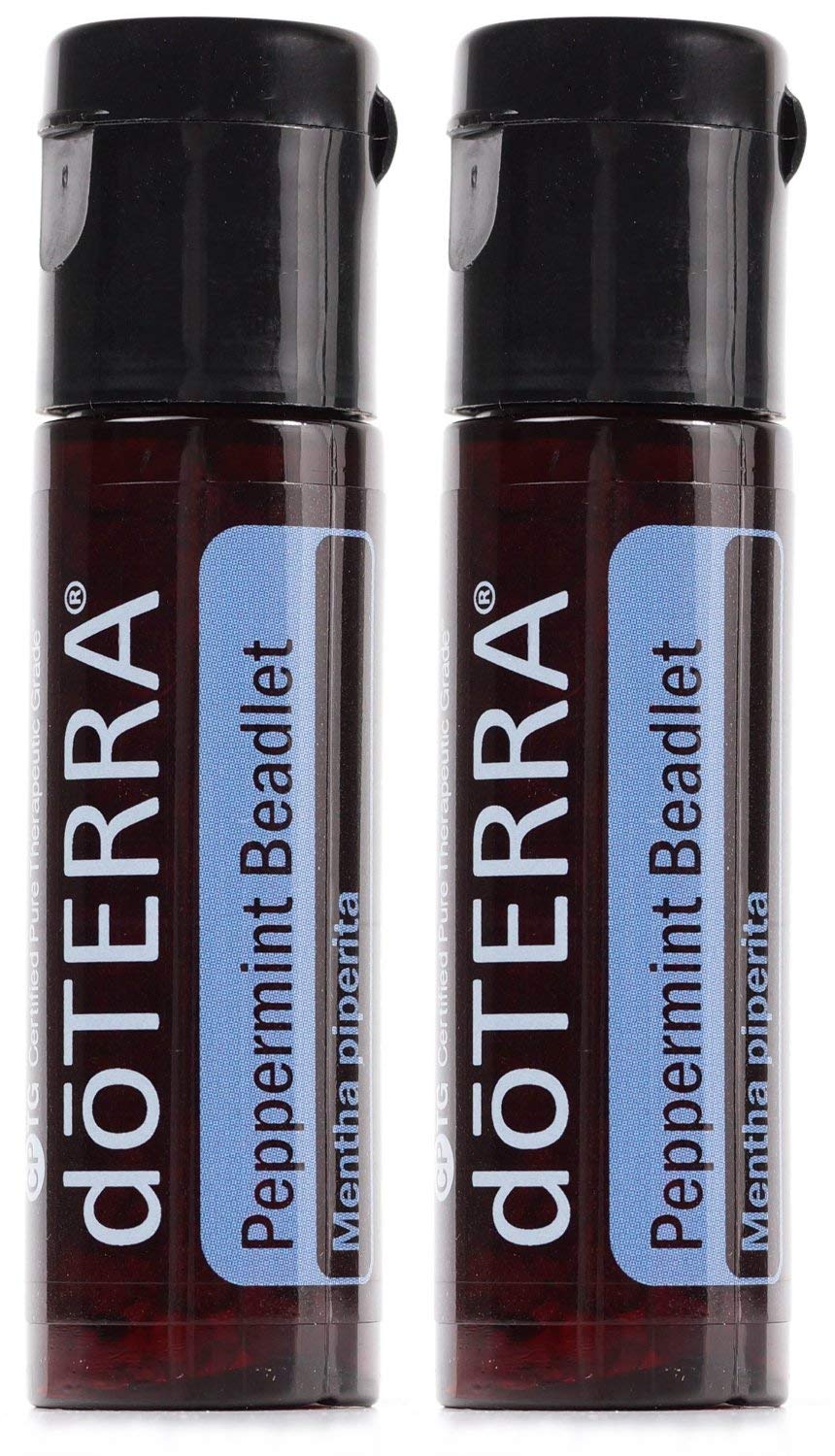 The doTERRA Peppermint beadlets two-pack bottle supports on-the-go freshness.