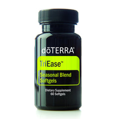 doTERRA TriEase softgels bottle showcasing seasonal blend for breathing comfort and daily wellness