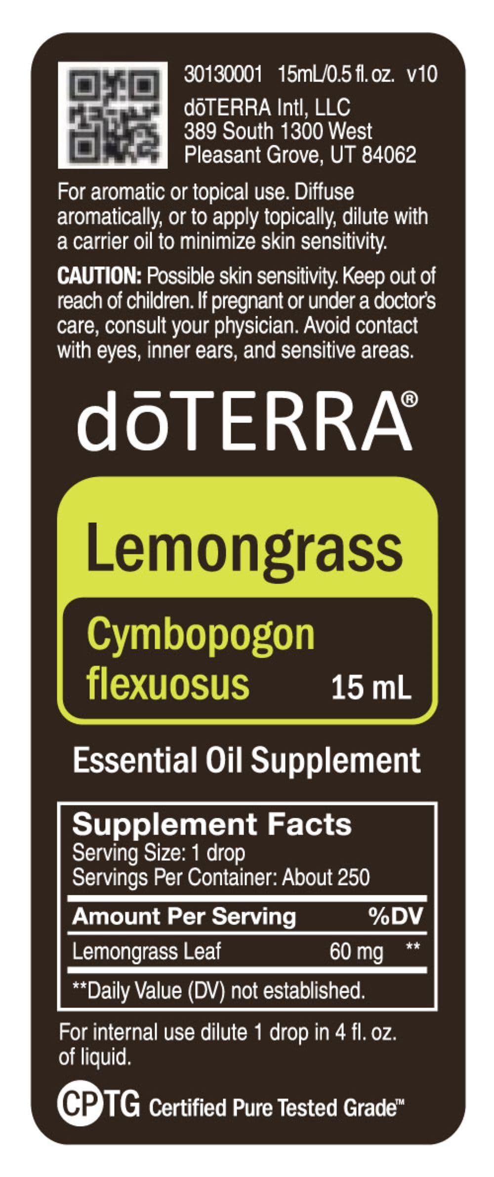 doTERRA Lemongrass oil botanical plant snapshot for origin