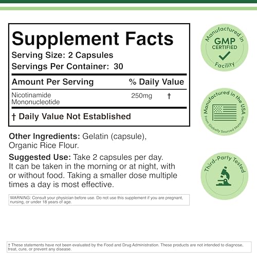 Double Wood NMN capsules close-up highlighting 60-count supply