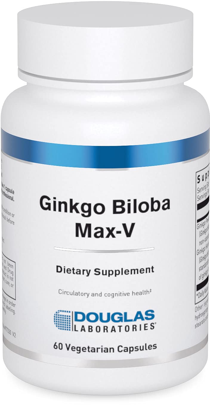Douglas Laboratories Ginkgo Biloba Max-V bottle front highlighting circulation support.