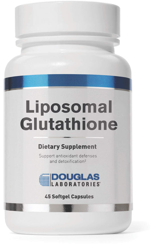 Douglas Laboratories Liposomal Glutathione bottle with softgels promoting antioxidant support