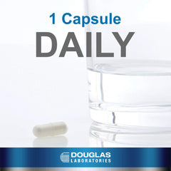 Douglas Laboratories Resveratrol label detail emphasizes product quality and GMO-free formulation